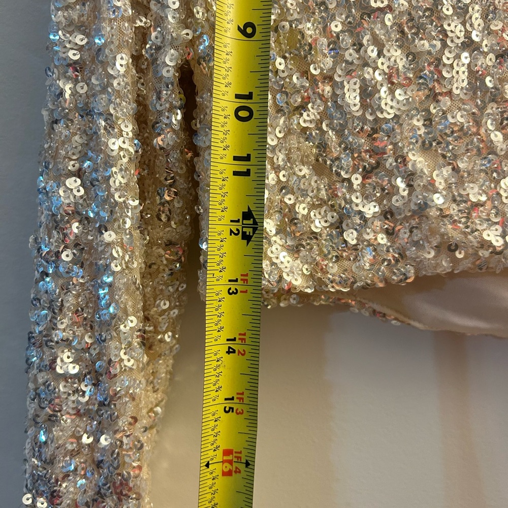 NWT American Threads Sequin Crop Top Women small long sleeve beige sparkle shirt - Picture 7 of 8